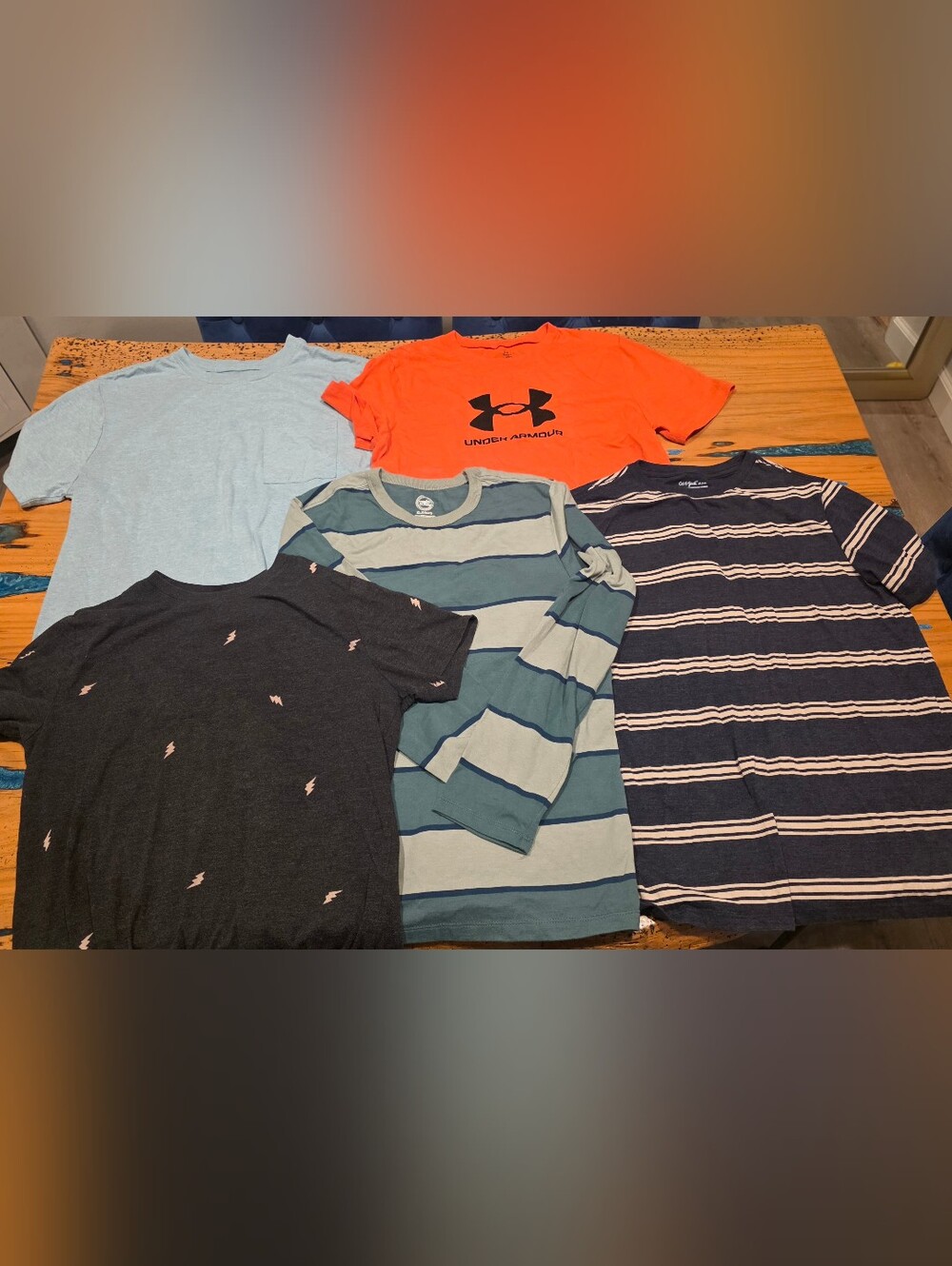 Boys XL (14-16) Shirt Lot 5 Shirts Blue/Orange/Stripe
